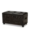 Baxton Studio Callum Brown Faux Leather Upholstered 2-Drawer Storage Trunk Ottoman