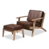 Baxton Studio Sigrid Brown Upholstered Oak Wood 2-Piece Armchair and Ottoman Set