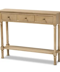 Baxton Studio Calvin Oak Brown Finished Wood 3-Drawer Entryway Console Table