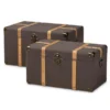Baxton Studio Stephen Dark Brown Upholstered and Oak Finished 2-Piece Trunk Set