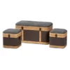 Baxton Studio Clarence Grey and Brown Upholstered Oak Finished 3-Piece Trunk Set