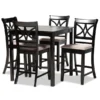 Baxton Studio Chandler Sand Upholstered and Espresso Wood 5-Piece Pub Dining Set