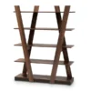 Baxton Studio Michio Walnut Brown Finished 5-Tier Wood Living Room Display Shelf