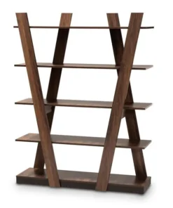 Baxton Studio Michio Walnut Brown Finished 5-Tier Wood Living Room Display Shelf