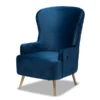 Baxton Studio Melissa Blue Velvet Upholstered and Gold Finished Living Room Chair