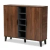 Baxton Studio Idina Walnut Brown and Grey Finished Wood 2-Door Shoe Cabinet