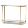 Baxton Studio Dominic Gold Metal Console Table with Faux Marble Tabletop