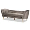 Baxton Studio Kailyn Glam and Luxe Grey Velvet Fabric and Gold Finished Sofa
