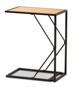 Baxton Studio Johan Modern Industrial Walnut Brown Finished Wood and Black Finished Metal C End Table
