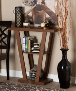 Baxton Studio Boone Modern and Contemporary Walnut Brown Finished Wood Console Table