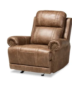 Baxton Studio Buckley Modern and Contemporary Light Brown Faux Leather Recliner