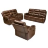 Baxton Studio Beasely Modern and Contemporary Distressed Brown Faux Leather 3-Piece Living Room Set