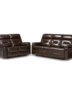 Baxton Studio Byron Modern and Contemporary Dark Brown Faux Leather 2-Piece Reclining Living Room Set