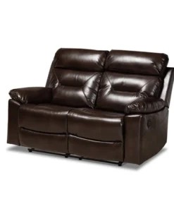 Baxton Studio Byron Modern and Contemporary Dark Brown Faux Leather 2-Seater Reclining Loveseat