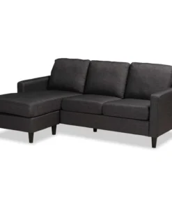 Baxton Studio Miles Modern and Contemporary Charcoal Fabric Sectional Sofa with Left Facing Chaise