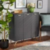 Baxton Studio Kelson Modern and Contemporary Dark Grey and Gold Finished Wood 3-Door Shoe Cabinet