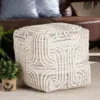Baxton Studio Arlett ModernBohemian Ivory and Black Handwoven Wool Blend Pouf Ottoman