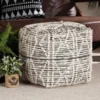 Baxton Studio Sentir ModernMoroccan Inspired Ivory and Black Handwoven Wool Blend Pouf Ottoman