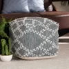 Baxton Studio Geyne ModernBohemian Grey and Ivory Handwoven Cotton Blend Pouf Ottoman