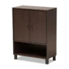 Baxton Studio Rossin Modern Dark Brown Finished Wood 2-Door Entryway Shoe Storage Cabinet with Bottom Shelf