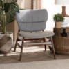 Baxton Studio Benito Mid-Century Transitional Grey Fabric Upholstered and Walnut Brown Finished Wood Accent Chair