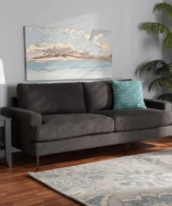Baxton Studio Davidson Modern and Contemporary Grey Fabric Upholstered Sofa