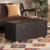 Baxton Studio Janna Transitional Dark Brown Faux Leather Upholstered and Oak Brown Finished Wood Storage Ottoman