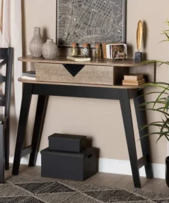 Baxton Studio Wales ModernLight Brown Finished Wood 1-Drawer Console Table