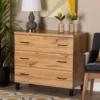 Baxton Studio Maison ModernOak Brown Finished Wood 3-Drawer Storage Chest