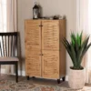 Baxton Studio Winda Modern and Contemporary Oak Brown Finished Wood 4-Door Shoe Storage Cabinet