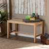 Baxton Studio Danyl Mid-Century Oak Brown Finished Wood and Rattan Accent Bench