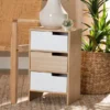 Baxton Studio Eben Modern and Contmeporary Two-Tone White and Oak Brown Finished Wood 3-Drawer Storage Cabinet