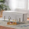 Baxton Studio Rockwell Contemporary Glam and Luxe Grey Velvet Upholstered and Gold Finished Metal Storage Bench