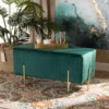 Baxton Studio Helaine Contemporary Glam and Luxe Green Fabric Upholstered and Gold Metal Bench Ottoman