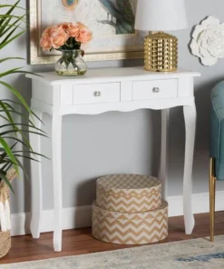 Baxton Studio Peterson Traditional White Finished Wood 2-Drawer Console Table