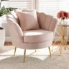Baxton Studio Garson Glam and Luxe Blush Pink Velvet Upholstered and Gold Metal Finished Accent Chair