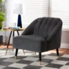 Baxton Studio Ellard ModernGrey Velvet Upholstered and Two-Tone Dark Brown and Gold Finished Wood Accent Chair