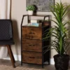Baxton Studio Jacop Modern Industrial Walnut Brown Finished Wood and Black Metal 3-Drawer Storage Cabinet