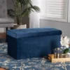 Baxton Studio Castel ModernNavy Blue Velvet Upholstered Wood Storage Ottoman