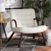 Baxton Studio Eisa Modern & Contemporary White Sherpa Upholstered and Walnut Brown Finished Wood Accent Chair