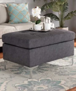 Baxton Studio Riley Modern and Contemporary Grey Fabric Upholstered Ottoman