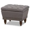 Baxton Studio Annabelle Light Grey Walnut Finished Tufted Storage Ottoman