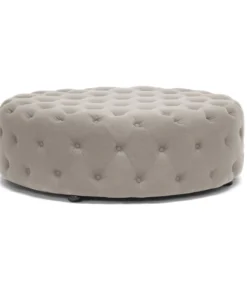 Baxton Studio Cardiff Beige Linen Modern Tufted Ottoman
