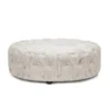 Baxton Studio Cardiff Beige Script Print Modern Tufted Ottoman