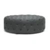 Baxton Studio Cardiff Dark Gray Linen Modern Tufted Ottoman