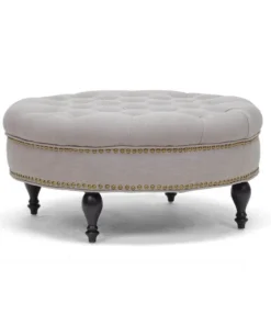 Baxton Studio Palfrey Beige Linen Modern Tufted Ottoman