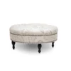 Baxton Studio Palfrey Beige Script Print Modern Tufted Ottoman