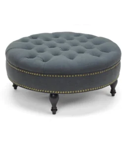 Baxton Studio Palfrey Gray Linen Modern Tufted Ottoman