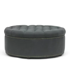 Baxton Studio Iglehart Gray Linen Modern Tufted Ottoman