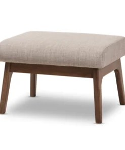 Baxton Studio Bianca Walnut Wood Light Grey Ottoman